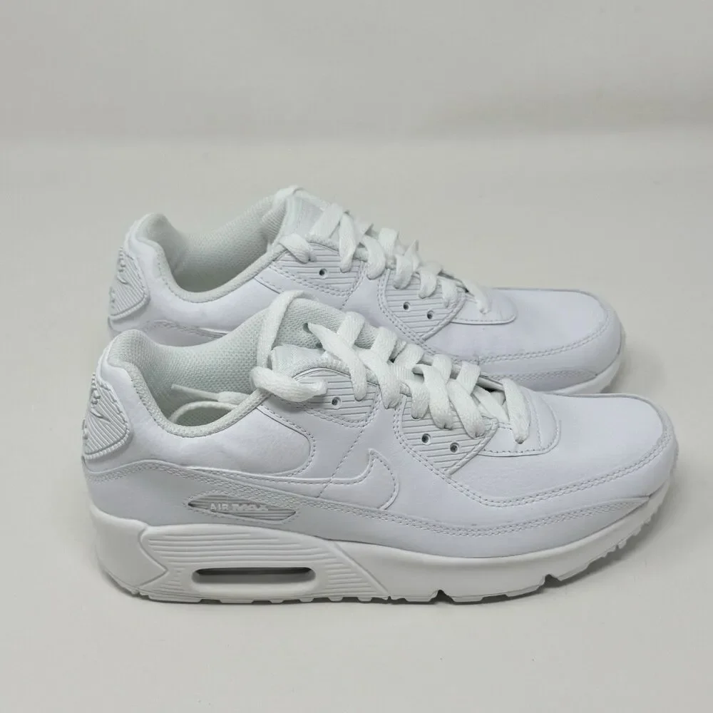 Nike Air Max 90 LTR GS Shoes CD6864-100 Kids Youth Size 4.5 Y White Silver